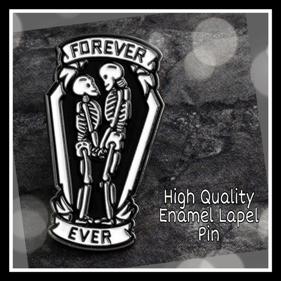 Moon Goddess Boutique Jewelry - NEW! Lovers Coffin Forever Enamel Lapel Pin